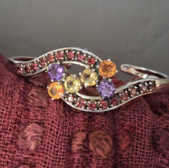 Nicky Butler Designer 925 Sterling Silver Cuff Bracelet Amethyst Garnet Citrine - Picture 10 of 16